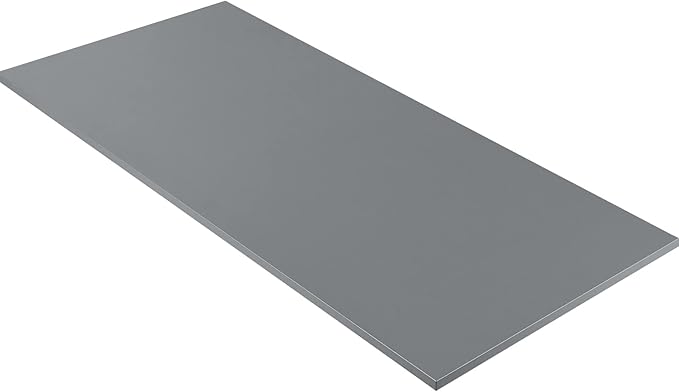Kaboon 48"x26" Universal Table Top, Solid One-Piece Desktop, Reversible Melamine Countertop, Double Desks, L-Desk DIY, Gray