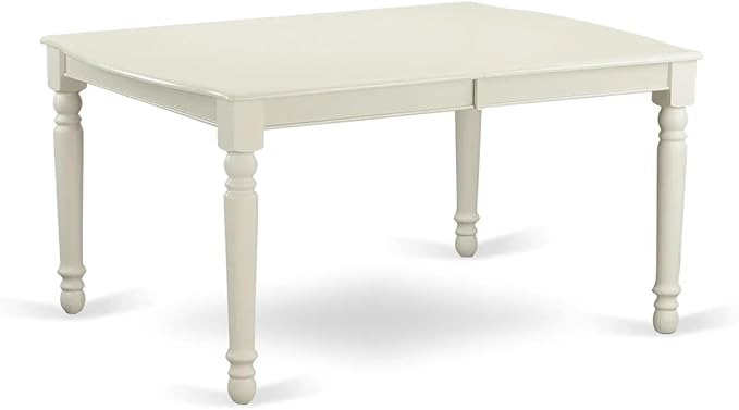 East West Furniture LGDA5-LWH-13 5 Piece Kitchen Set Includes a Rectangle Dining Table with Butterfly Leaf and 4 Polyester Fabric Upholstered Chairs, linen white