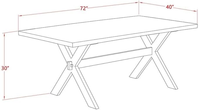 East West Furniture XT627 X-Style Kitchen Dining Table - a Rectangle Wooden Table Top with Stylish Legs, 40x72 Inch, Multi-Color