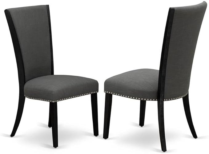 East West Furniture X626VE650-6 6 Piece Dining Set Contains a Rectangle Dining Room Table with X-Legs and 4 Dark Gotham Linen Fabric Parson Chairs with a Bench, 36x60 Inch, Multi-Color