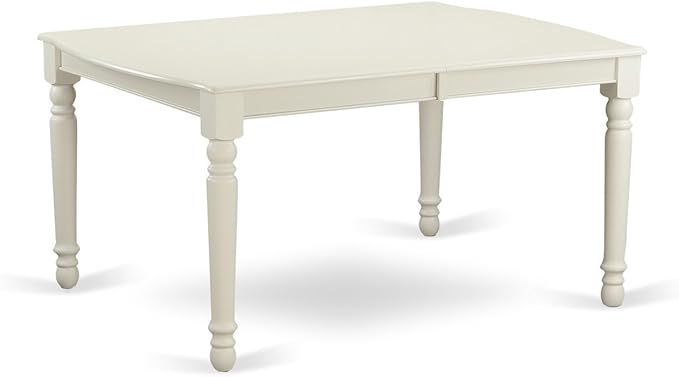 East West Furniture DOCL5-LWH-C 5 Piece Dinette Set for 4 Includes a Rectangle Dining Table with Butterfly Leaf and 4 Linen Fabric Dining Room Chairs, 42x78 Inch, Linen White