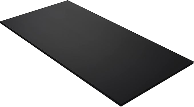 Kaboon Universal Table Top 27.5" D x 55" W, Solid One-Piece Wood Desktop, Universal Wood Countertop, Reversible Melamine Top, Double Desks, Laundry Folding Table, L-Desk, Black