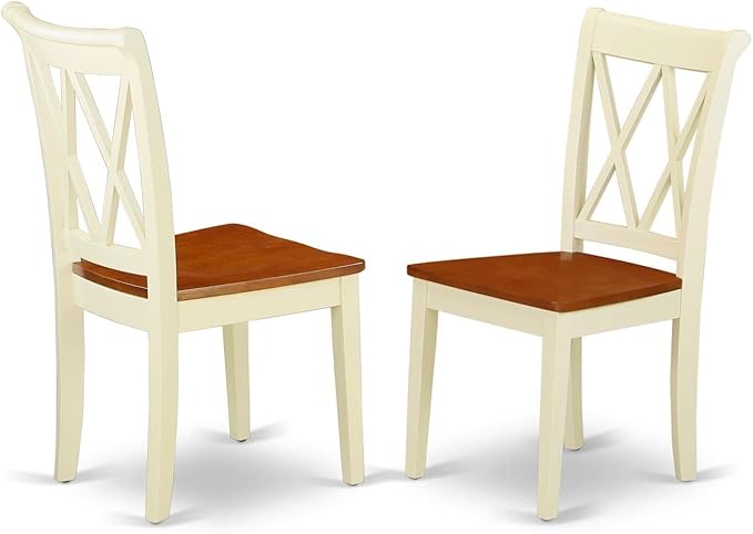 East West Furniture DLCL5-BMK-W 5 Piece Dining Room Table Set Includes a Round Dining Table with Dropleaf and 4 Wood Seat Chairs, 42x42 Inch, Buttermilk & Cherry