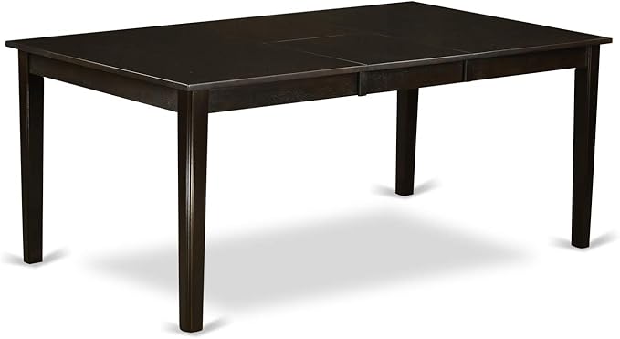 East West Furniture HEDR9-CAP-03 9 Piece Dining Room Table Set Includes a Rectangle Kitchen Table with Pedestal and 8 Brown Linen Fabric Parson Dining Chairs, 42x72 Inch, Cappuccino