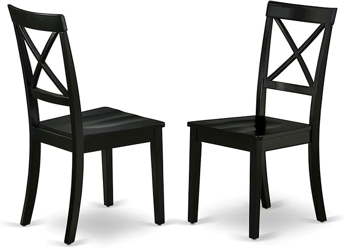 East West Furniture DLBO5-BLK-W 5 Piece Dinette Set for 4 Includes a Round Dining Room Table with Dropleaf and 4 Kitchen Dining Chairs, 42x42 Inch, Black