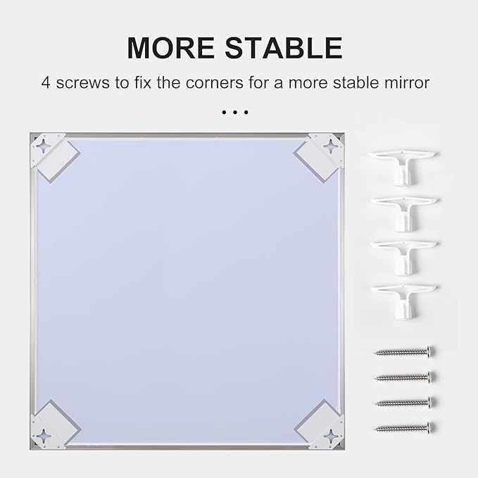 24x36 Inch Silver Bathroom Mirror - Copper-Free Mirror, Aluminum Alloy Frame Vanity Rectangle Wall Mounted Modern Mirror for Bedroom/Living Room/Porch Horizontal or Vertical