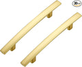 30 Pack Cabinet Handles 3.75" Hole Center - Curved Cabinet Pulls Brushed Brass Drawer Pulls for Kitchen Cupboard Solid Handles for Dresser Drawer Arch Closet Hardware