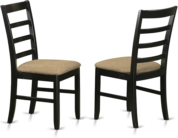East West Furniture DLPF3-BCH-C 3 Piece Dining Set Contains a Round Dining Room Table with Dropleaf and 2 Linen Fabric Upholstered Kitchen Chairs, 42x42 Inch, Black & Cherry