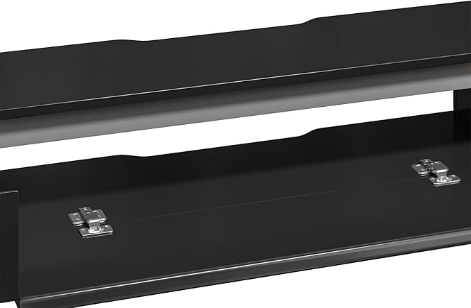 Fully-Assembled Floating TV Stand with Drawers, 94IN High Gloss Wall Mounted Entertainment Center, Modern Media Console with Storage, Under TV Shelf for Bedroom Living Room Black