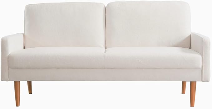 Kent Velvet Sofa, European Style with Sleek Design, Modern & Vintage Flair, Upholstered 3 Seater Couch, Chic Living Room Furniture Seating for Home, Apartment or Office, Ivory