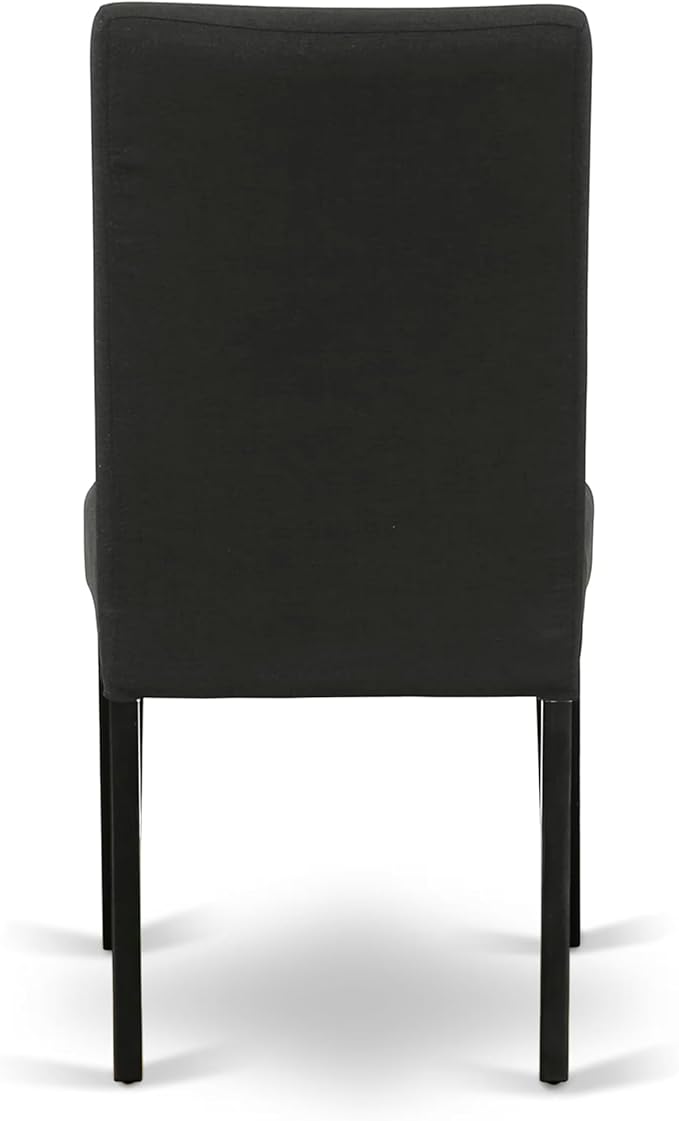 East West Furniture V697DR124-9 9 Piece Dining Table Set Includes a Rectangle Dining Room Table with V-Legs and 8 Black Color Linen Fabric Upholstered Chairs, 40x72 Inch, Multi-Color