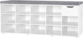 DINZI LVJ Shoe Bench, Entryway Storage Bench with Drawer and 14 Cubbies, Long Cubby Shoe Rack with Adjustable Shelves, Organizer for Living Room, Bedroom, Mudroom, Garage, White