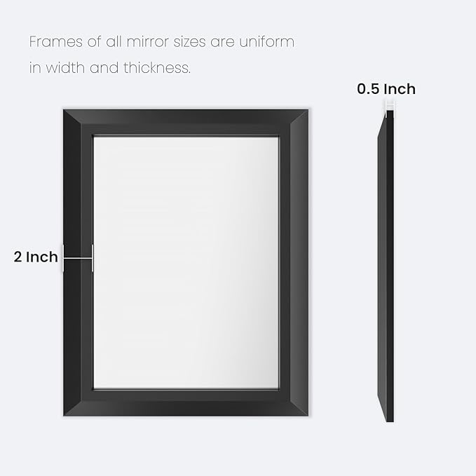 Amorho Black Bathroom Mirror, 72 X36 Inch Thick Metal Framed Wall Mirrors for Over 2 Sinks, Bedroom, Living Room, Entryway, Large Rectangle Wall-Mounted Mirrors.
