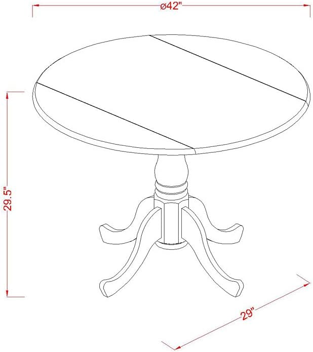 East West Furniture DLPF3-BLK-C 3 Piece Dining Set Contains a Round Dining Room Table with Dropleaf and 2 Linen Fabric Upholstered Kitchen Chairs, 42x42 Inch, Black