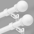 Curtain Rods for Windows 16 to 136 Inches, Curtain Rod Max Adjustable Length of 144 IN, 1" Diameter Drapery Rods Round Finials, White, Pack of 2