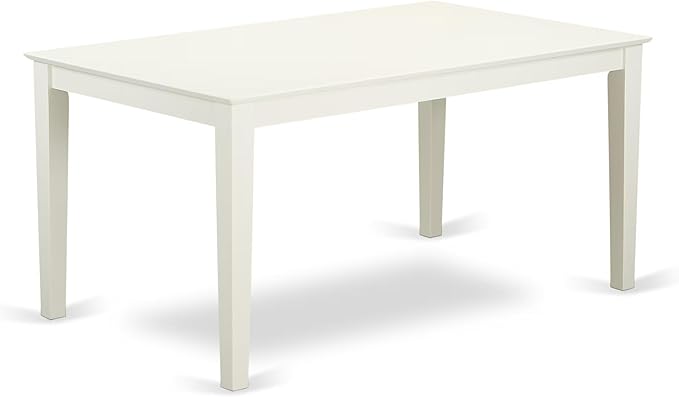 East West Furniture CAAD6-LWH-LC 6 Piece Dining Table Set Contains a Rectangle Dining Room Table and 4 Faux Leather Upholstered Chairs with a Bench, 36x60 Inch, Linen White