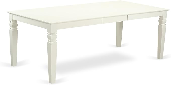 East West Furniture LGIP7-LWH-C 7 Piece Dinette Set Consist of a Rectangle Dining Room Table with Butterfly Leaf and 6 Linen Fabric Upholstered Dining Chairs, 42x84 Inch, Linen White