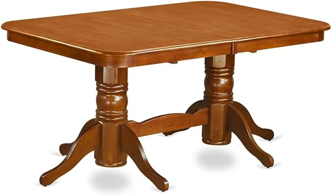 East West Furniture NANA7-SBR-W 7 Piece Kitchen Table Set Consist of a Rectangle Dining Table with Butterfly Leaf and 6 Dining Chairs, 40x78 Inch, Saddle Brown