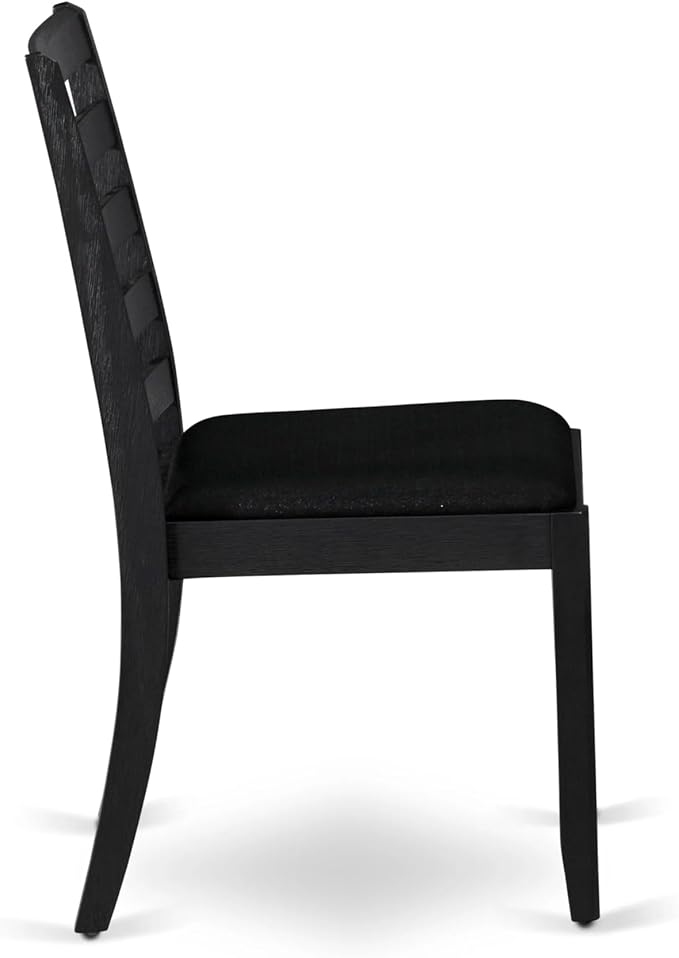 East West Furniture LGX17-BLK-24 -7 Piece Dining Set Includes a Rectangular Kitchen Table with Black Tabletop and 6 Stackable Polyester Fabric Chairs, Black