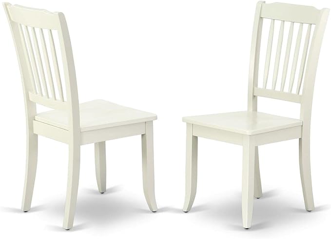 East West Furniture DLDA3-LWH-W 3 Piece Kitchen Table & Chairs Set Contains a Round Dining Room Table with Dropleaf and 2 Solid Wood Seat Chairs, 42x42 Inch, Linen White
