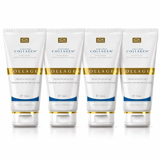 Salcoll Pure Bioactive Anti-Aging Collagen Repair Hand Cream - Hypoallergenic Moisturizing Lotion, Dry Skin Relief, All Skin Types, 150 ml (pack of 4)