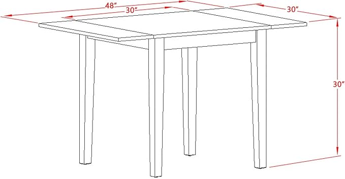 East West Furniture NDBO5-LWH-LC 5 Piece Dinette Set for 4 Includes a Rectangle Dining Room Table with Dropleaf and 4 Faux Leather Kitchen Dining Chairs, 30x48 Inch, Linen White