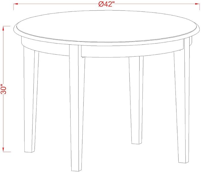 East West Furniture BOVA5-LWH-W 5 Piece Dining Room Furniture Set Includes a Round Kitchen Table and 4 Dining Chairs, 42x42 Inch, Linen White