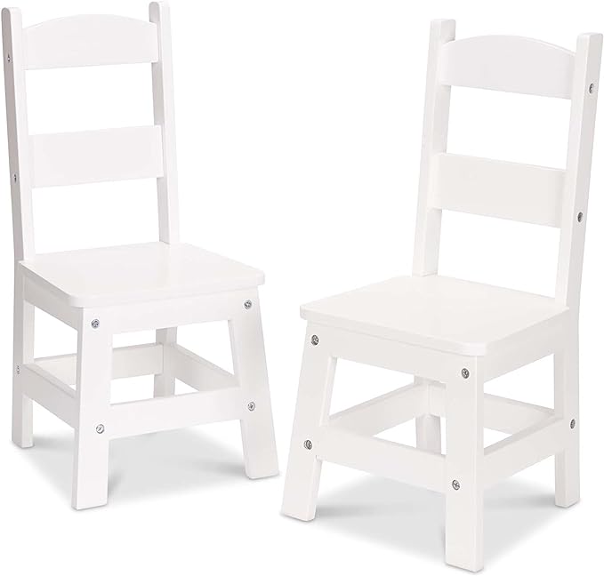 Melissa & Doug Wooden Chairs, Set of 2 - White Furniture for Playroom