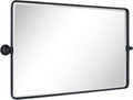 TEHOME Horizontal Pivot Mirror Black Tilt Mirror for Bathroom Beveled Metal Framed Pivoting Rectangle Bathroom Mirror, 35x23''