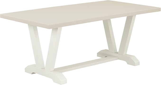 East West Furniture V027CE215-9 9 Piece Dining Table Set Includes a Rectangle Dining Room Table with V-Legs and 8 Baby Blue Linen Fabric Upholstered Chairs, 40x72 Inch, Multi-Color