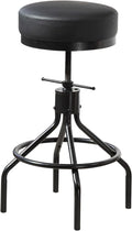 Adjustable Bar Stools Swivel Black Barstools Modern PU Leather 28inch Round Backless Counter Height Stool Metal Industrial Bar Chair for Kitchen Island (1, Black)