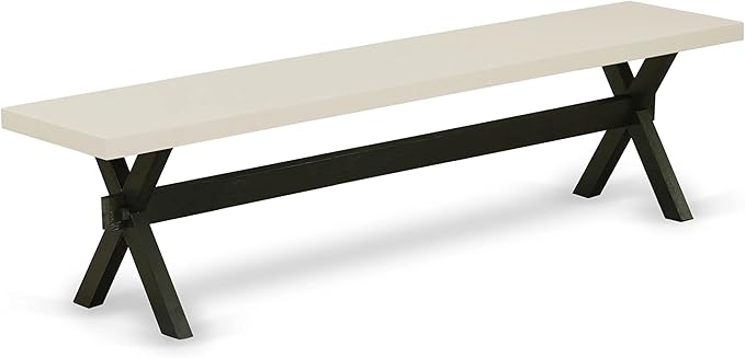 East West Furniture X627EL635-6 6 Piece Dining Table Set Contains a Rectangle Dining Room Table with X-Legs and 4 Doeskin Linen Fabric Parson Chairs with a Bench, 40x72 Inch, Multi-Color