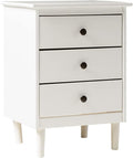 Walker Edison Traditional Wood 3 Drawer Nightstand Side Table Bedroom Storage Drawer and Shelf Bedside End Table, 18 Inch, White