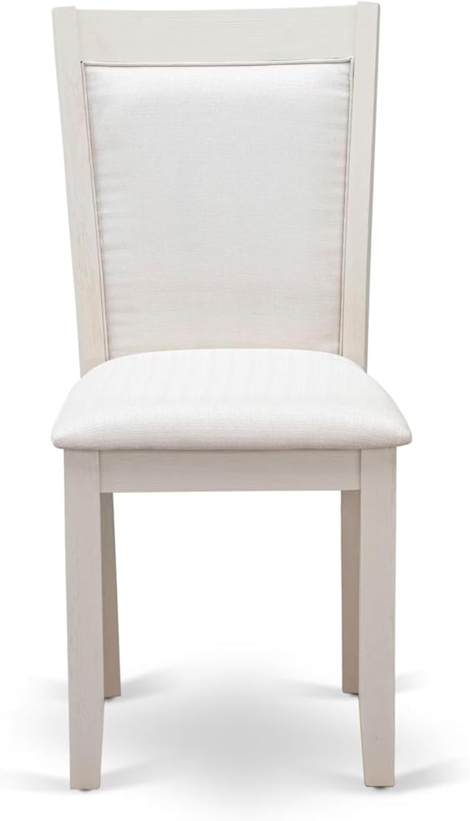 East West Furniture V027MZ001-5 5 Piece Dining Room Furniture Set Includes a Rectangle Dining Table with V-Legs and 4 Cream Linen Fabric Parsons Chairs, 40x72 Inch, Multi-Color