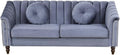Sectional Sofa Set, Microfiber Chesterfield Upholstered Sofas Loveseat Couch Chair Sets with Style Button Tufted, Scroll Arms and Nailhead for Living Room, Office, Apartment, Grey,S