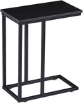 VECELO C Shaped End Side Table for Sofa Couch and Bed Snack TV Tray for Living Room Bedroom, 1 Set, Black