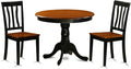 East West Furniture ANTI3-BLK-W 3 Piece Kitchen Table & Chairs Set Contains a Round Dining Room Table with Pedestal and 2 Solid Wood Seat Chairs, 36x36 Inch, Black & Cherry