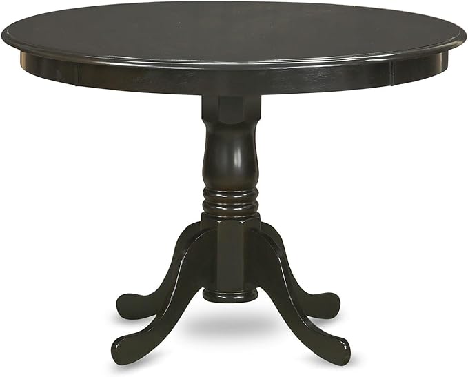 East West Furniture HLBO5-CAP-C 5 Piece Dining Room Furniture Set Includes a Round Dining Table with Pedestal and 4 Linen Fabric Upholstered Chairs, 42x42 Inch, Cappuccino