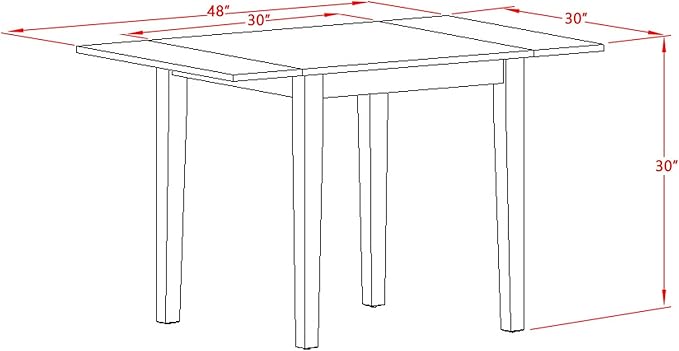 East West Furniture NDAV5-WHI-W 5 Piece Kitchen Table & Chairs Set Includes a Rectangle Dining Room Table with Dropleaf and 4 Solid Wood Seat Chairs, 30x48 Inch, Buttermilk & Cherry