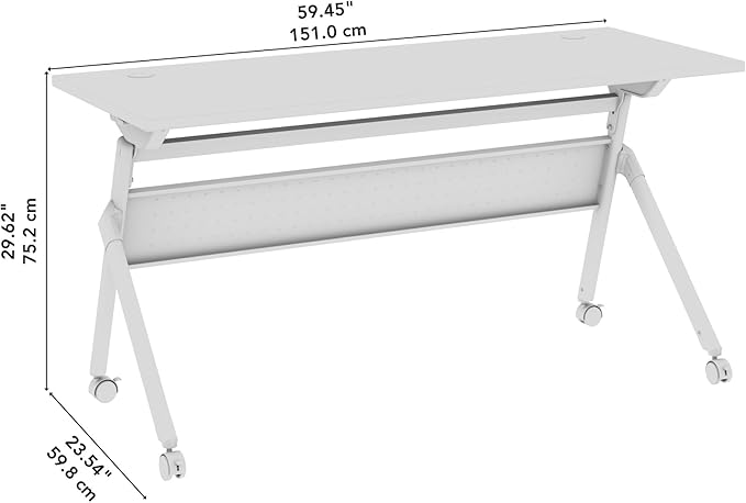 Bush Business Furniture Folding Training Table, 60 inch Desk, Commercial-Grade Bundle for Office or Classroom, Envision Collection, Gray