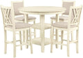 New Classic Furniture Amy 5-Piece Counter Dining Table Set, Beige and Brown