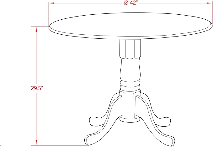 East West Furniture DMVA5-OAK-W 5 Piece Modern Dining Table Set Includes a Round Wooden Table with Dropleaf and 4 Kitchen Dining Chairs, 42x42 Inch, Oak