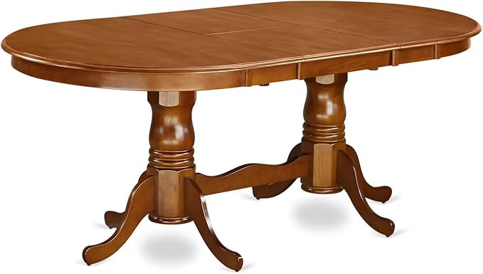 East West Furniture PLAV5-SBR-C 5 Piece Dining Room Table Set Includes an Oval Wooden Table with Butterfly Leaf and 4 Linen Fabric Kitchen Dining Chairs, 42x78 Inch, Saddle Brown