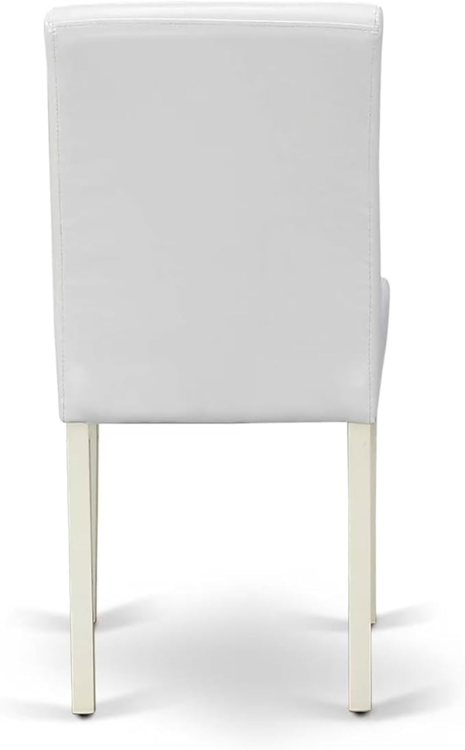 East West Furniture LGAB9-LWH-64 9 Piece Dining Table Set Includes a Rectangle Kitchen Table with Butterfly Leaf and 8 White Faux Leather Upholstered Chairs, 42x84 Inch, Linen White