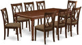 East West Furniture DOCL9-MAH-C 9 Piece Kitchen Table & Chairs Set Includes a Rectangle Dining Table with Butterfly Leaf and 8 Linen Fabric Dining Room Chairs, 42x78 Inch, Mahogany