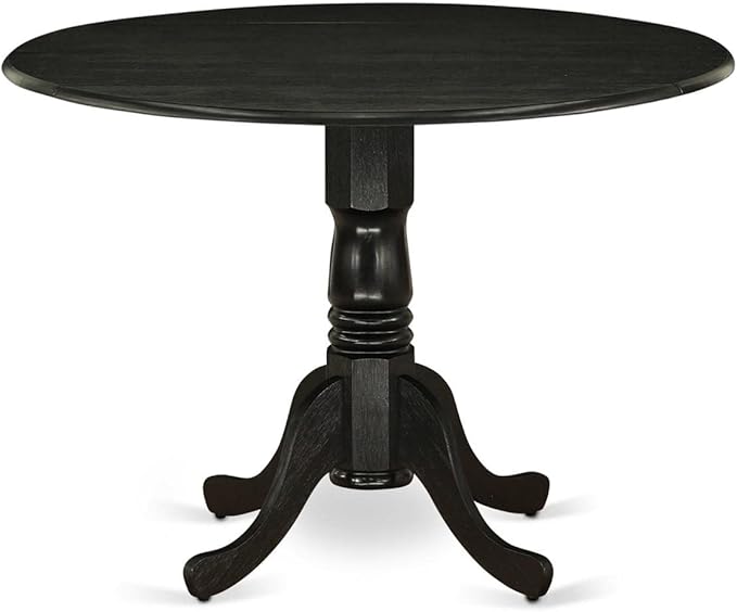 East West Furniture DMVA3-BLK-W 3 Piece Dinette Set for Small Spaces Contains a Round Dining Table with Dropleaf and 2 Dining Chairs, 42x42 Inch, Black