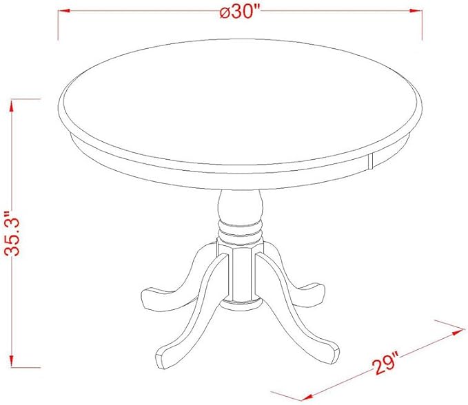 East West Furniture EDVN5-WHI-W 5 Piece Kitchen Counter Height Dining Table Set Includes a Round Wooden Table with Pedestal and 4 Dining Chairs, 30x30 Inch, Buttermilk & Cherry