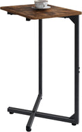 NEFROM C-Shaped End Table, Small Side Table for Couch, Sofa TV Tray Table for Living Room, Bedroom, Bedside ET-X-BRW1