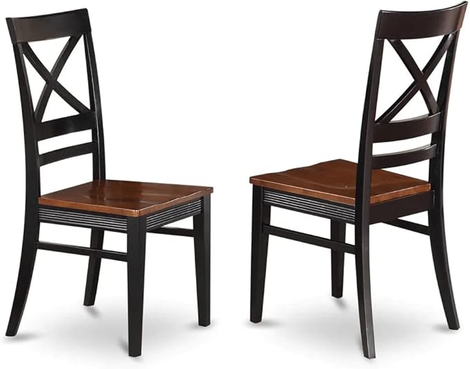 East West Furniture PLQU7-BCH-W 7 Piece Dining Set Consist of an Oval Dining Room Table with Butterfly Leaf and 6 Kitchen Chairs, 42x78 Inch, Black & Cherry