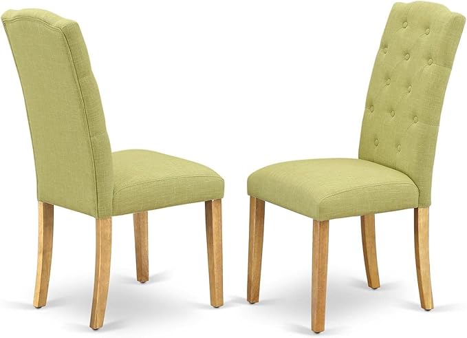 East West Furniture NOCE3-OAK-07 3 Piece Dining Set Contains a Rectangle Dining Room Table with Butterfly Leaf and 2 Limelight Linen Fabric Upholstered Chairs, 32x54 Inch, Oak